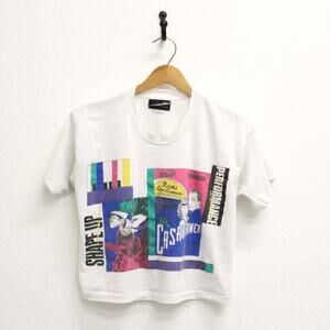 Vintage Casablanca Movie Fan Crop Top T Shirt Small